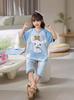 Saco de dormir de algodón para niños, pijama de una pieza de manga corta para niñas, verano fino, dibujos animados, ropa de aire acondicionado para niñas, camisón a prueba de patadas