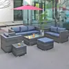 Sofá de Ratán para Exteriores, Impermeable, Protección Solar, Ocio, Silla Doble de Ratán de Hierro Forjado, Juego de Muebles para Exteriores, Balcón, Aire Libre