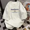 Estilo Hong Kong Verão Novo Casual Solto Versátil Manga Curta Estilo Coreano Tendência Casual Americano Branco Cinza Gola Redonda Top