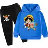 2025One Piece Estampado de Dibujos Animados Traje para Niños Sudadera con Capucha Sudadera + Pantalones Pb904