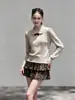 Nuevo Otoño Estilo Coreano Dulce Tejido de Punto Trenzado Lazo Cuello de Muñeca Retro Simple Nicho Top de Punto