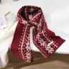 Cachecol de Tricô Jacquard Estilo Fair Isle Literário Retrô Escandinavo para Mulheres Inverno Novo Estilo Lã Atmosfera Cachecol Quente