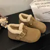 Zapatos tipo Birkenstock de suela gruesa, forrados de felpa, que aumentan la altura para mujer, nuevos para invierno 2026, botas de nieve, mocasines, zapatos cálidos de algodón