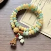 Pulsera de Bodhi con Cuentas de Ábaco Rosa Melocotón, Estilo Chino Versátil de Doble Círculo con Cuentas Budistas, Pulsera Fresca y Suave para Envolver el Dedo para Mujeres