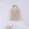 2026 En Stock Verano Mango Redondo de Ratán Cuerda de Algodón Bolso Hueco Estilo Simple Fresco Bolso de Playa para Mujer