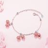 Pulseira Feminina Estilo Coreano Moda Cristal de Morango Pequena Fresca Estilo Mori Flor de Pêssego Pulseira de Cristal