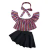 Ins Verano Europeo y Americano Niños Manga Corta Shorts Conjunto de Niña Rosa Hombro Descubierto T-hole Jeans Conjunto de Dos Piezas