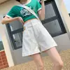Shorts de Mezclilla de Cintura Alta con Dobladillo Enrollado para Mujer, Nuevo Estilo Verano 2026, Corte Holgado, Adelgazantes, Pierna Ancha, Línea A, Tallas Grandes, Diseñador, Hot Pants