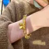 Nuevo Estilo Chino Lujo Cristal Imitación Pulsera con Cuentas Doradas Pulsera de Moda de Gama Alta con Etiqueta de Plata Rota Dios de la Riqueza