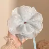 Pañuelo Cuadrado con Lunares Crema y Lazo, Goma para el Cabello para Mujer, Cuerda para el Cabello Versátil Estilo Bosque de Alta Gama, Banda de Goma Duradera, Diadema de Intestino Grueso