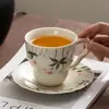 Taza de Té de Cerámica Pintada a Mano Bajo Esmalte con Platillo Set Alto Valor Estético Taza de Anfitriona Taza de Café para el Hogar Degustación de Té Vajilla de Té
