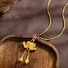 Mesmo estilo da loja de ouro, ouro de areia método antigo, pingente de borla de lótus de alegria de duas vidas, novo estilo chinês, beleza harmoniosa, colar de vagem de lótus de alegria de duas vidas