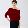 Suéter de cashmere gola alta 2026 outono e inverno novo feminino cor sólida camisa base versátil solto emagrecedor suéter pulôver