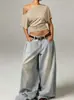 Tops Europeus e Americanos Transfronteiriços 2026 Estilo Novo com Design Elegante, Cintura Franzida, Ombro a Ombro Casual Roupas Femininas de Manga Curta