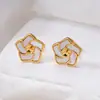 Anillo de Perla, Aretes, Colgante Juego de Tres Piezas con Soporte Vacío, Flor de Cinco Pétalos, Diseño de Concha de Mariposa Blanca, Lujo Accesible DIY de Alta Gama