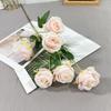 Nova simulação 6 cabeças botão de rosa ramo longo multi-cabeça pequena rosa cerimônia de casamento salão de casamento decoração floral restaurante flores decorativas