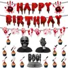 2025 Halloween Nuevo Diseño de Fiesta de Horror Sangrienta Bandera de Cumpleaños de Mano Sangrienta Juego de Adornos de Panal Venta al por Mayor