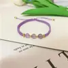 Pulseira de Corda Trançada Cristal Morango Ametista Obsidiana Par Amigo(a) Próximo Design de Nicho DIY Joia de Corda para Mão