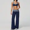 En StockNuevo Modelo 2026 Hermosa Espalda Conjunto de Dos Piezas Falsas de Lunares y Rayas Pantalones de Yoga Casual de Moda Cintura Plegada