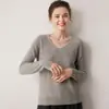 Nuevo Suéter de Cachemir 100% Puro para Mujer Otoño/Invierno, Cuello en V, Sin Costuras, Color Sólido, Top Base de Punto, Estilo Corto, Versátil, Cálido, Jersey