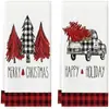 Toalla con Estampado de Árbol de Navidad de Venta Caliente Transfronteriza Toalla de Cocina Amazon Estampado Navideño
