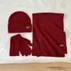 Chapéu Amazon Transfronteiriço Feminino Outono e Inverno Lã Tendência Quente Peça Única Capuz Cor Sólida Luvas Cachecol Tricô