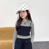 Conjunto de dos piezas a rayas estilo coreano para niñas, para primavera y otoño, con pantalones de pierna ancha, ropa casual de moda de otoño para niñas mayores