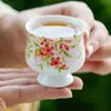 Taza Maestra de Cerámica con Diseño de Hoja y Flor de Cerezo Pintada a Mano Taza de Degustación Individual Taza de Té para Oficina Juego de Té Taza de Té
