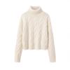Fábrica de Suéteres Dalong Source Suéter Corto Grueso de Algodón Puro para Mujer Invierno Cuello Alto Manga Larga Trenzado Versátil Top de Punto