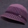 Sombrero de invierno para mujeres de mediana edad y ancianas, sombrero tejido de lana con ala ancha, cálido de piel de conejo, con forro de terciopelo y grueso para señoras mayores.