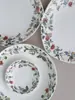 Pratos de porcelana fina da série Monte Fuji, incluindo pratos fundos, pratos de arroz, pratos rasos, pratos cerâmicos fundos e travessas para uso doméstico