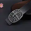 Novo estilo antigo cinto de duas camadas flor cruzada personalidade retrô amor de barbeiro cinto 8137-antigo