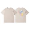 Camiseta Feminina de Algodão Puro com Estampa de Monstrinho Criativo, Gola Redonda, Novo Estilo de Verão, Blusa Pulôver Solta de Manga Curta para Mulheres