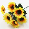 Girassol Transfronteiriço 7 Cabeças Crisântemo Sol Flor Artificial Buquê de Girassol Casamento Decoração de Casa Flores Decoração de Casa