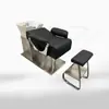 Cama de Lavado Especial Barbería Elegante Cama de Peluquería Semi-Reclinable Lavado Lavabo de Cerámica Silla de Barbería Salón Cama de Lavado de Cabello