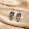Joyería Transfronteriza Silver Needle al por Mayor Pendientes de Búho Modernos Europeos y Americanos para Mujer, Ganchos para Oreja de Esmalte Colorido Hip-Hop