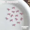 Conjunto Misto de Decorações para Unhas com Laços de Resina Rosa de 12 Peças, Acessórios Populares 3D de Laços para Unhas DIY