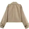 Ropa europea y americana para mujer transfronteriza, popular en AliExpress, chaqueta corta informal de doble botonadura estilo francés