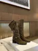 Nuevos estilos de otoño/invierno: Botas de montar de caña media, con tacón grueso, tiras cruzadas, punta fina, para alargar las piernas, con aumento de altura de 7 cm, para mujer
