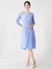 Vestido de Verão Feminino Estilo Miyake, Simples e Elegante, Cor Sólida, Moderno e Versátil, Gola Redonda, Caimento Solto, Valoriza a Silhueta e Emagrece, Vestido de Comprimento Médio