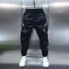Pantalones Casuales de Patchwork Versátiles de Secado Rápido para Hombre, Otoño Nuevo, con Cintura Elástica y Puños Jogger, Pantalones Ajustados Elásticos