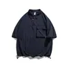 Camisa retro de trabajo estilo japonés para adolescente, polo de manga corta para hombre, marca de moda, moderno, estilo fino de verano, color liso, fresco estándar