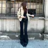 Jeans Negros Acampanados Estilo Americano para Mujer, Primavera 2026, Diseño de Tiro Bajo, Adelgazantes, Elásticos, Ajuste No Ceñido, Pantalones Acampanados Bootcut