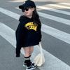 Suéter infantil com capuz 2024 outono e inverno novo para meninas manga longa roupas moda bebê blusa de moletom estampada com letras