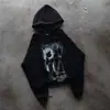 Estilo oscuro Y2K punk moda de calle gótico retro americano estilo europeo y americano sudadera con capucha holgada estampada