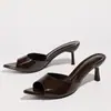 Zapatos de Tacón Alto de Mujer Amazon Transfronterizos, Mules de Tacón Kitten con Punta Abierta y Dedos al Descubierto, Sandalias de Una Correa de Moda y Elegantes Versátiles