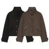 Fábrica de Ropa para Mujer Transfronteriza Venta al por Mayor Nueva Moda Otoño 2026 Chaqueta Top Versátil de Cuello Alto