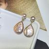 Aretes de Perlas Zhuji para Mujer, Perlas Barrocas Alienígenas Naturales de Agua Dulce, Aretes Colgantes Distintivos Coloridos Rosas y Morados