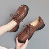 Sapatos de Couro Pequenos com Renda Frontal de Boca Profunda para Outono e Primavera, Solado Macio, Face Macia, Fundo Plano, Modernos, Versáteis, para Trabalho, Comutação, Cor Sólida, Camada Única, para Mulheres
