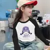 Camiseta Térmica de Cuello Redondo para Niñas, Ropa Interior de Manga Larga Raglán para Niños Medianos y Mayores, Moda Otoño/Invierno, Trendy
